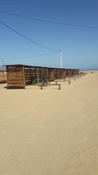 Sectores de picnic con cubierta sobre terreno de arena